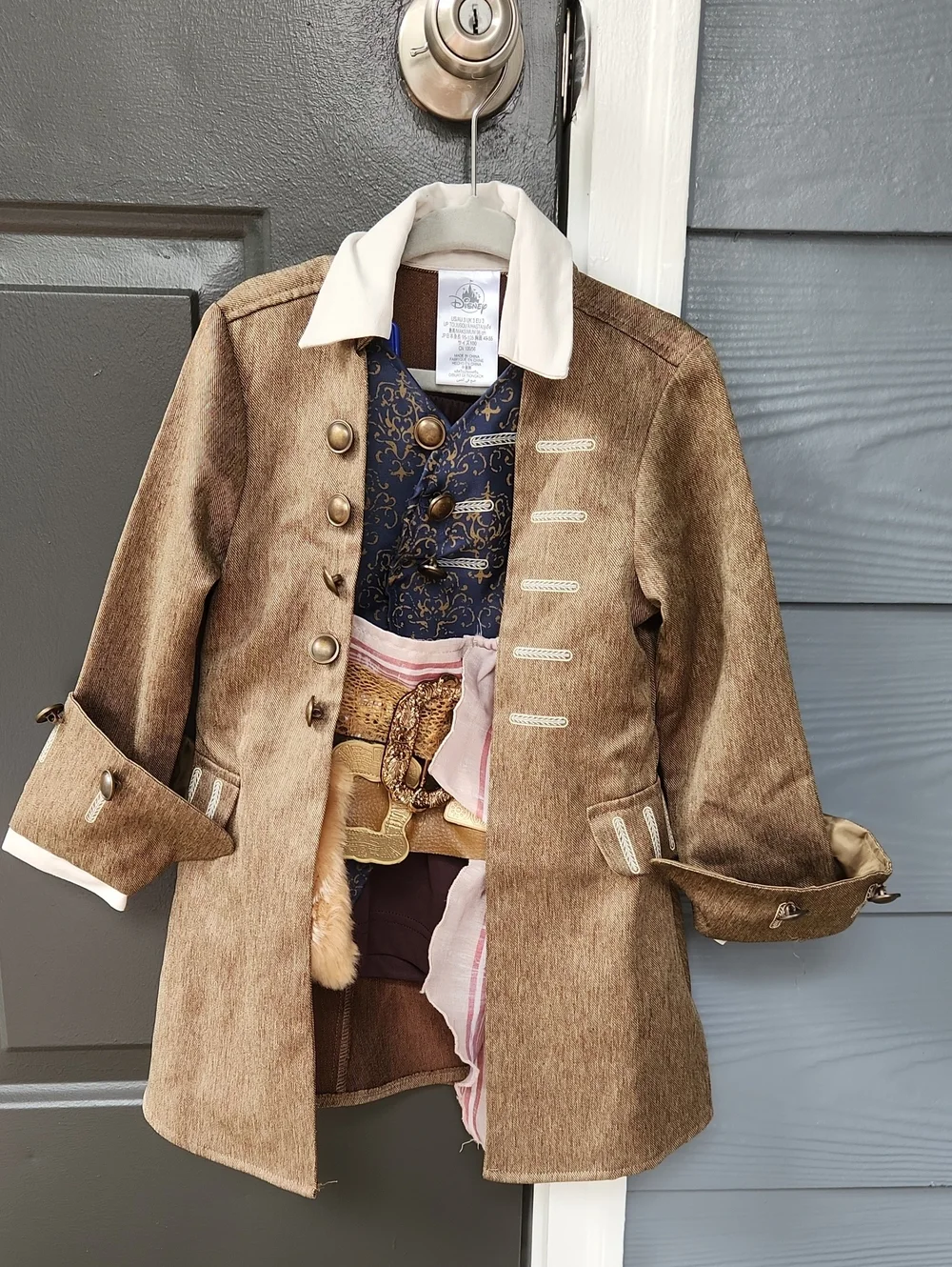 Disney Brown and White Costume Coat with Navy Lining Accents 2T/3T